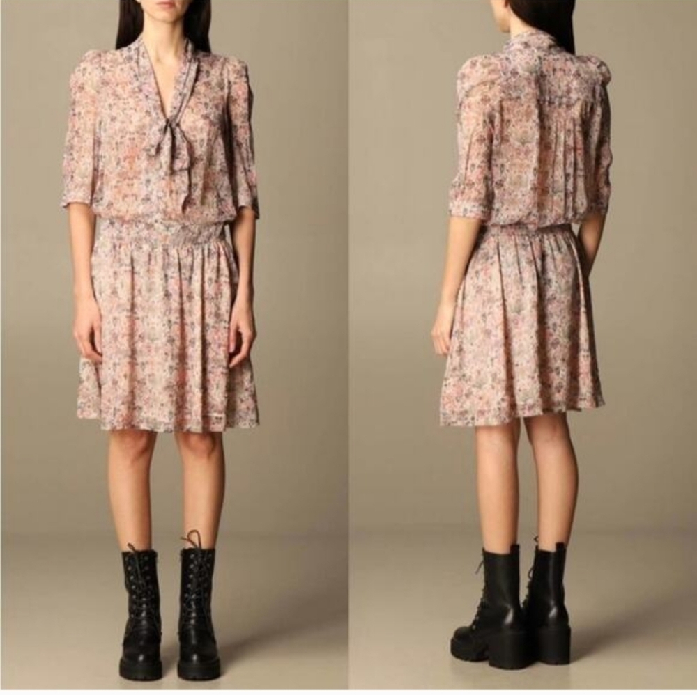 ZADIG & VOLTAIRE Rewel Mousseline Floral Beaded Dress Womens XS